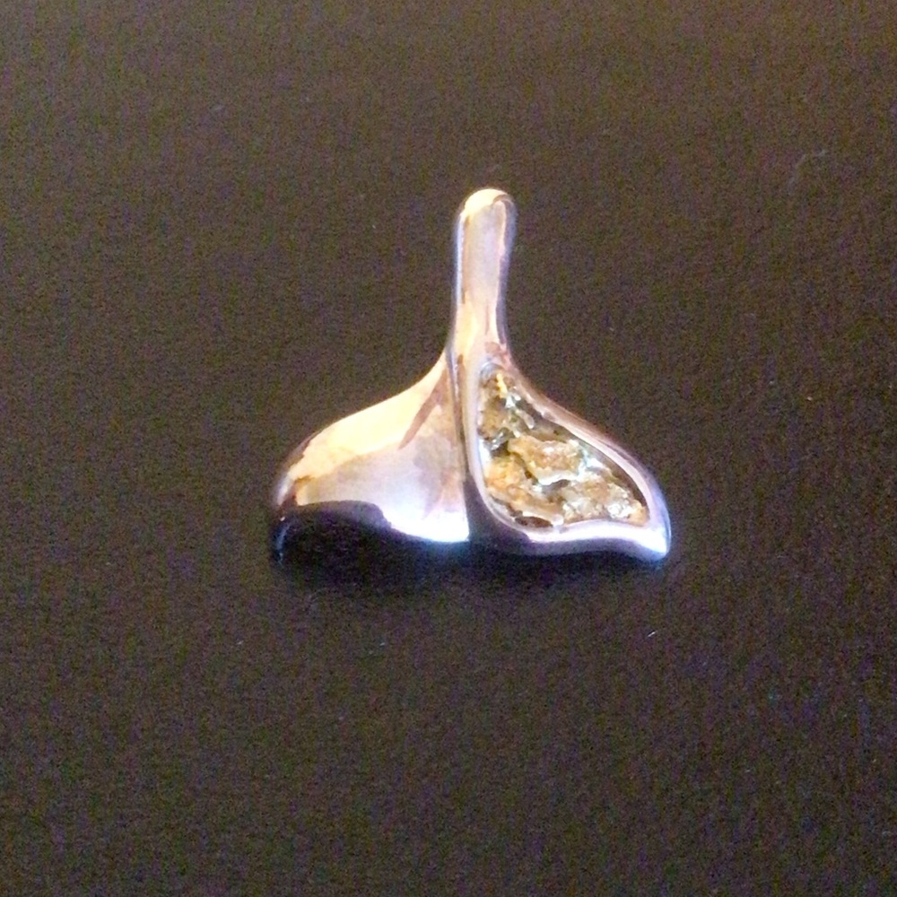 Sterling Silver Whale Tail Pendant with Gold Accent